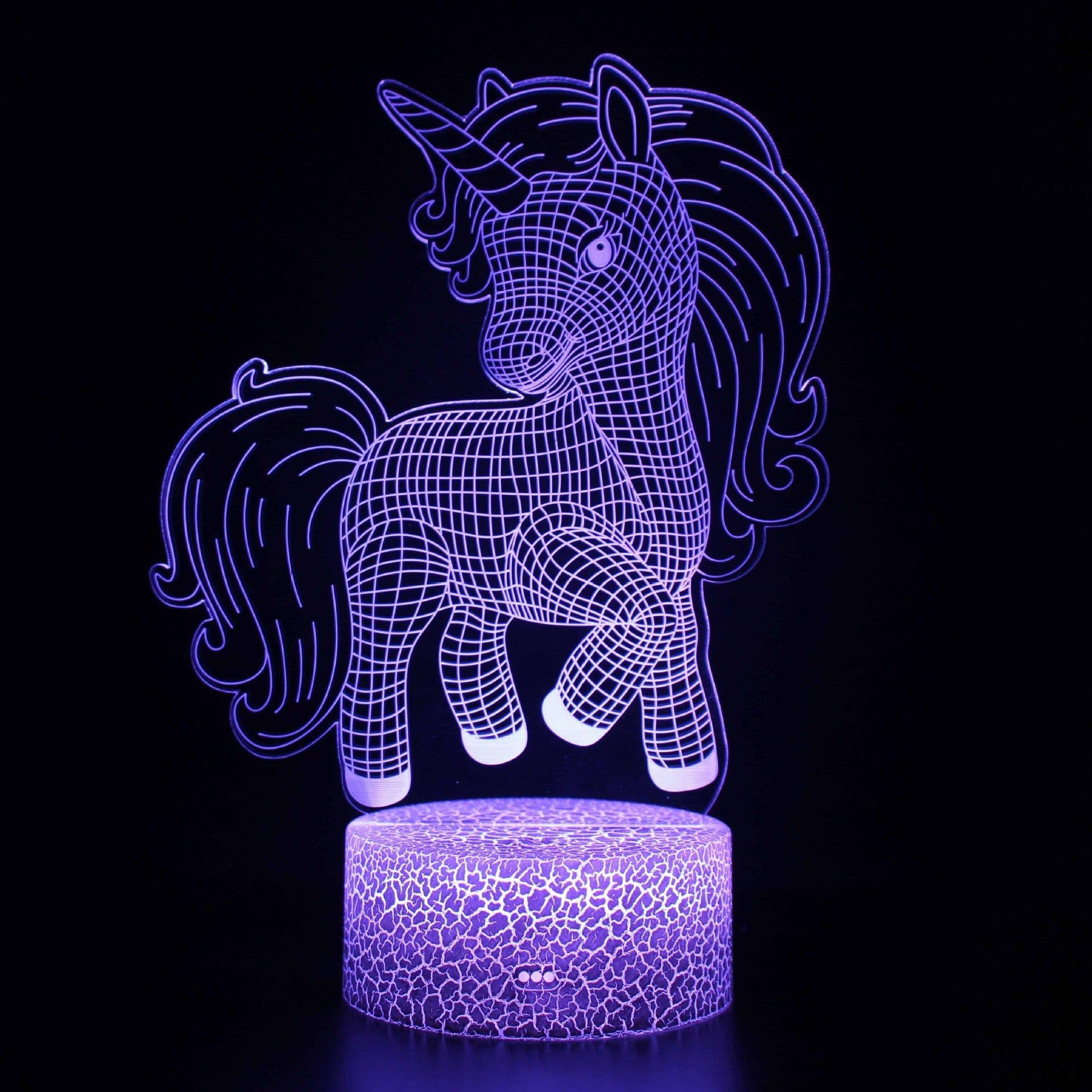 image-3D Unicorn Night Light Touch Remote Control LED Table Lamp