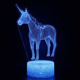 image-3D Unicorn Night Light Touch Remote Control LED Table Lamp
