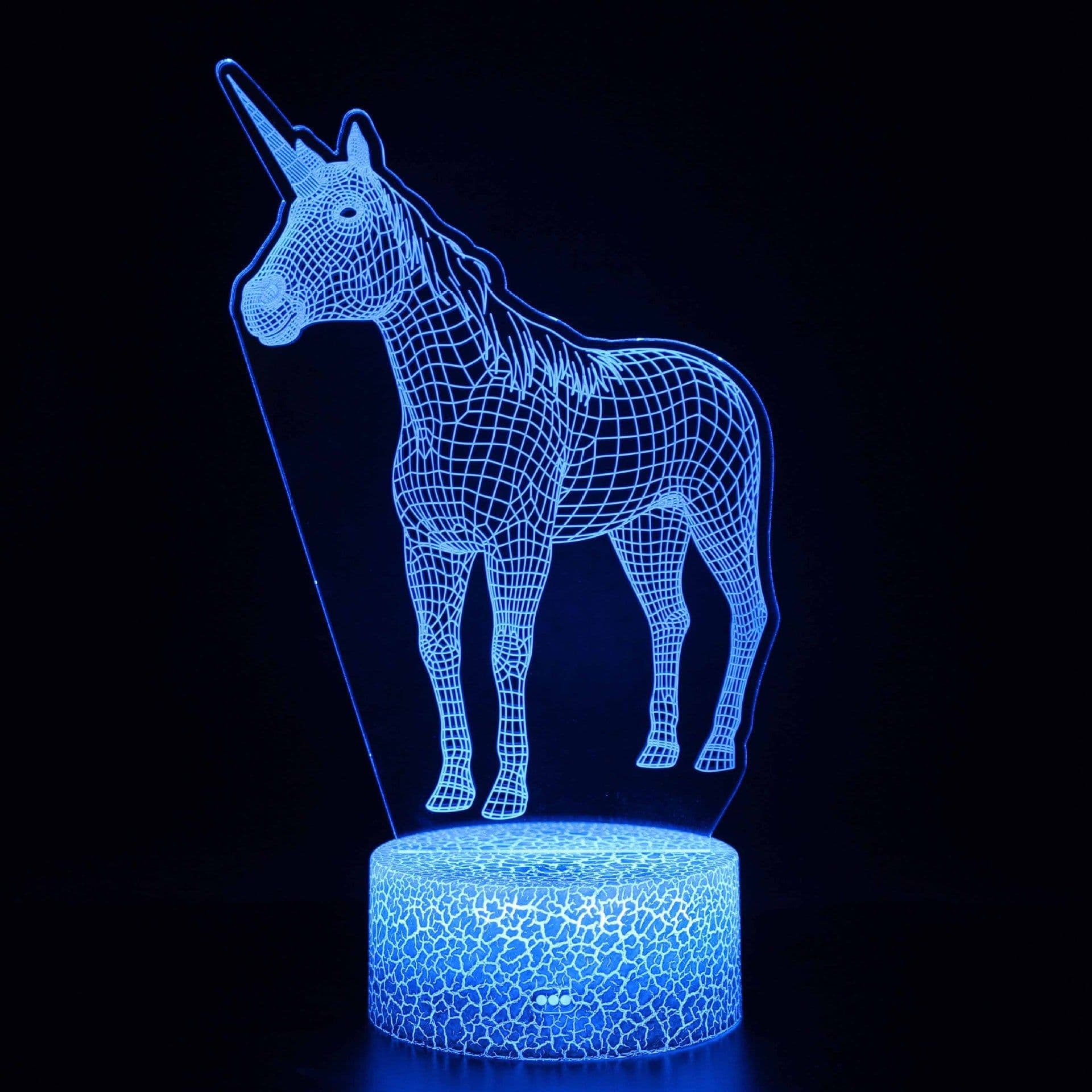 image-3D Unicorn Night Light Touch Remote Control LED Table Lamp