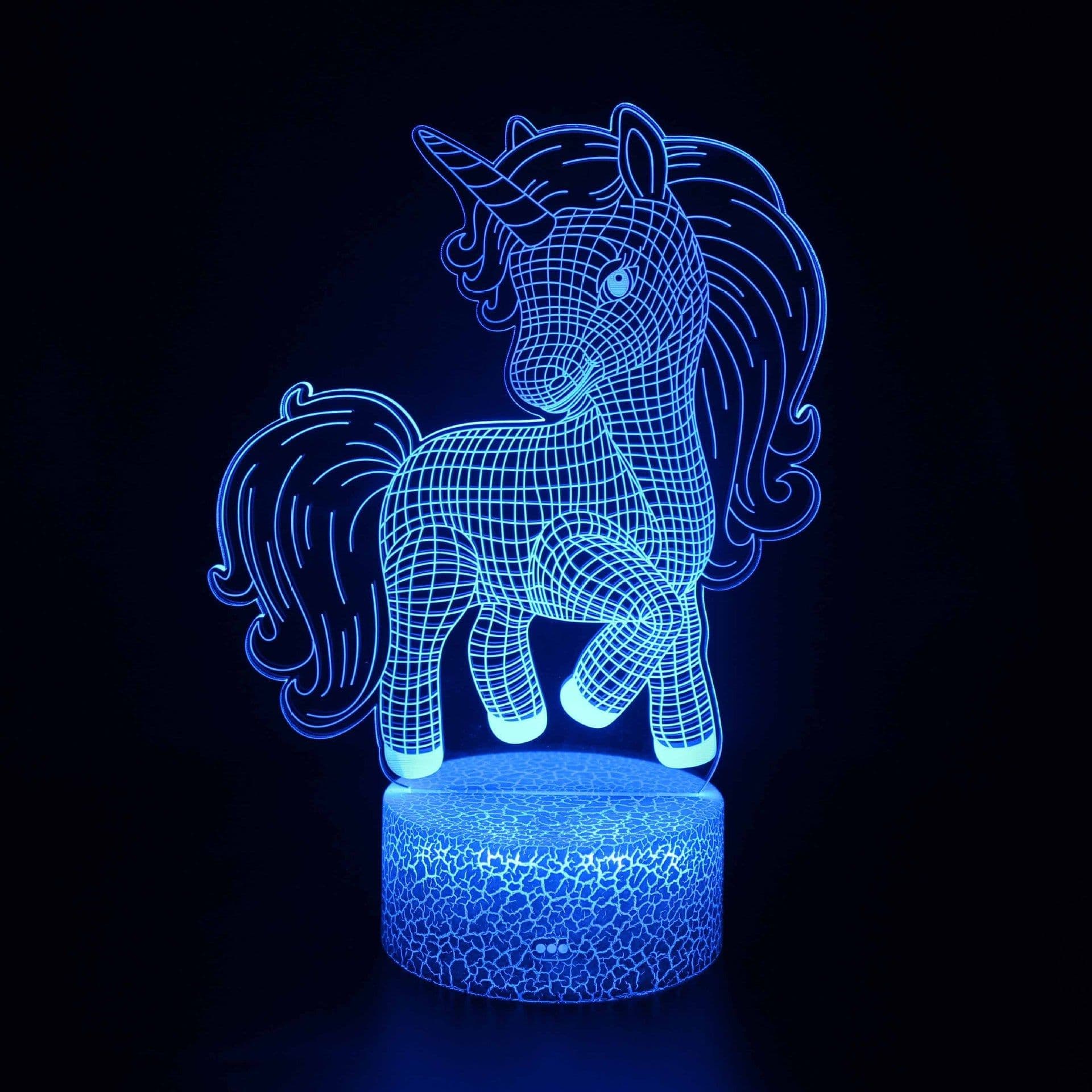 image-3D Unicorn Night Light Touch Remote Control LED Table Lamp