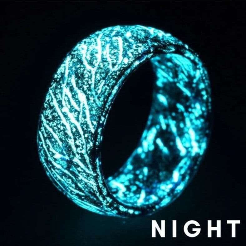 image-Luminous Wooden Ring - Glow in the Dark Pattern Design