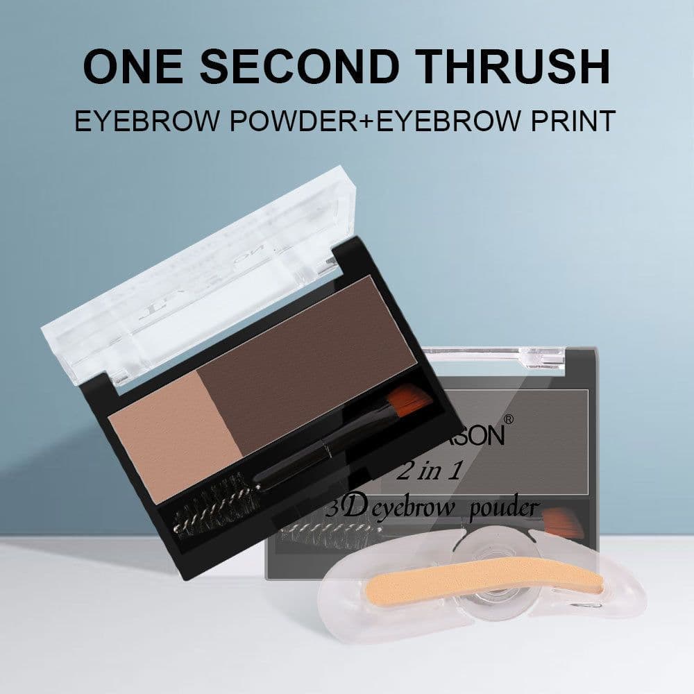 image-Eyebrow Powder Stamp with Brush - Two-Color Eyebrow Makeup Tool
