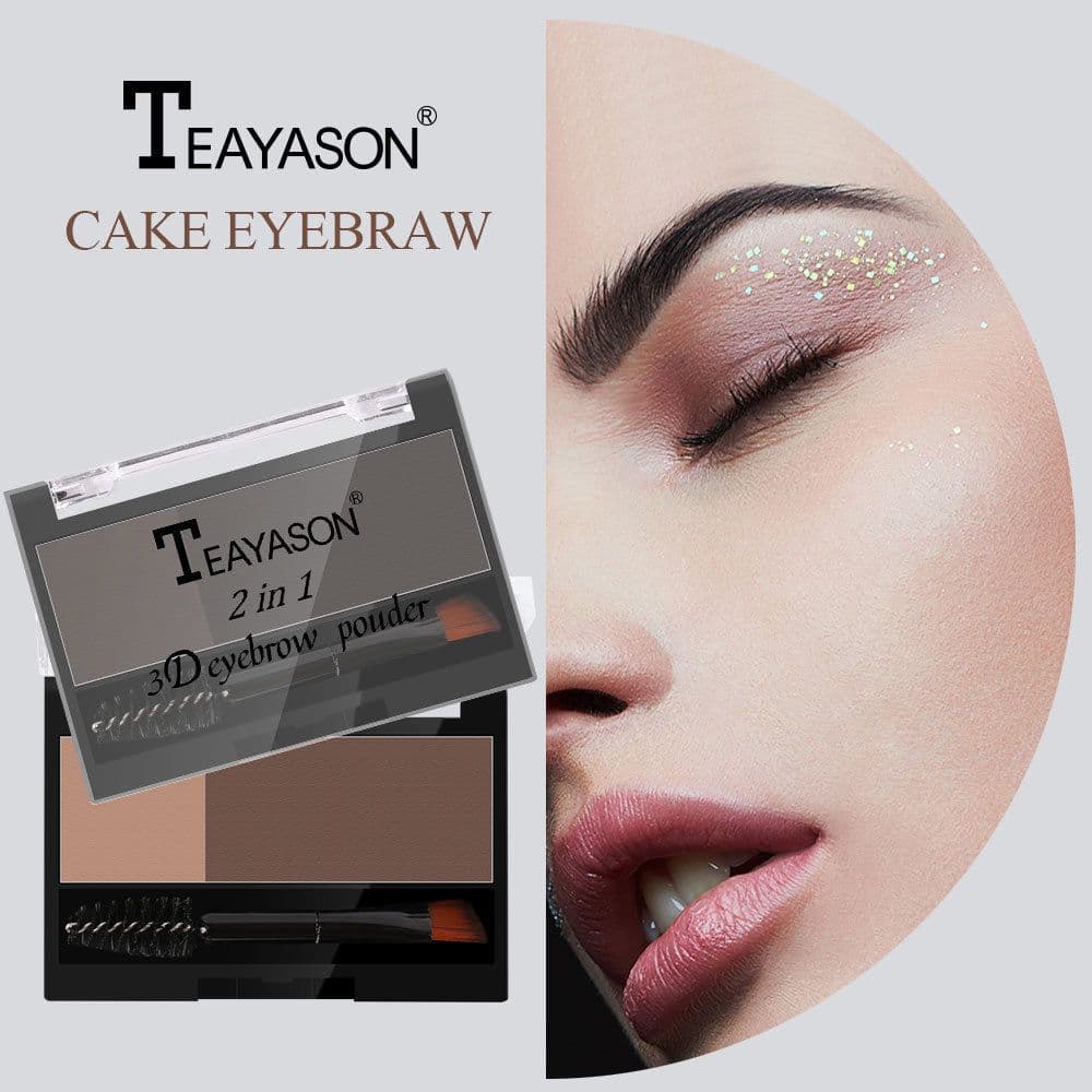 image-Eyebrow Powder Stamp with Brush - Two-Color Eyebrow Makeup Tool