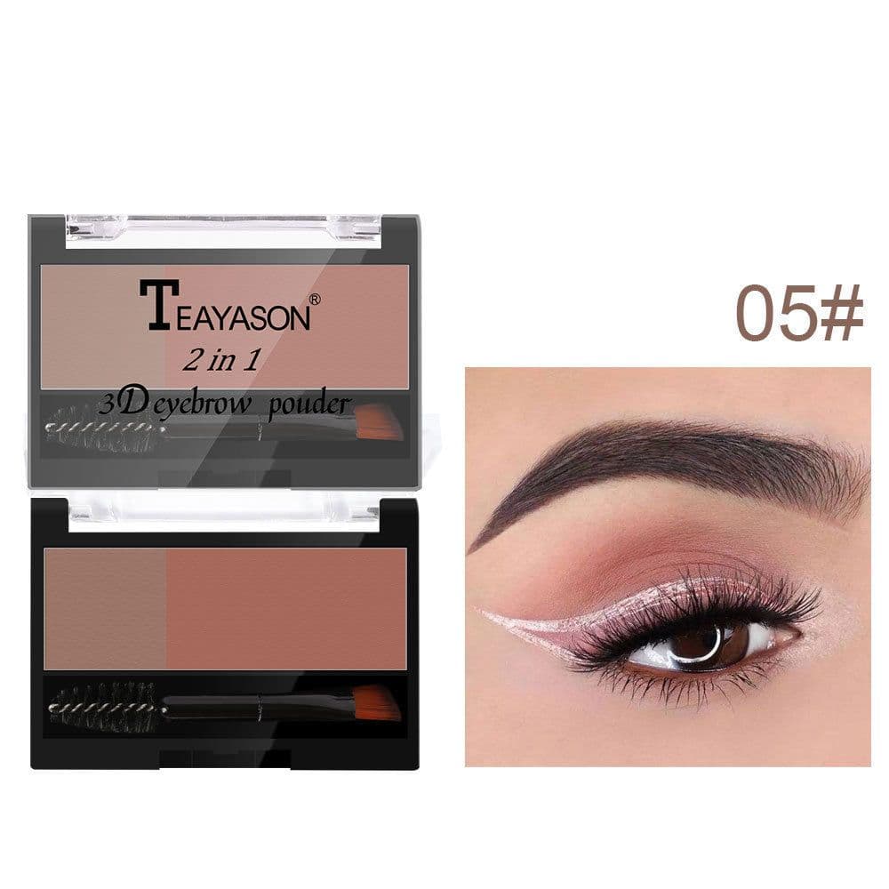 image-Eyebrow Powder Stamp with Brush - Two-Color Eyebrow Makeup Tool