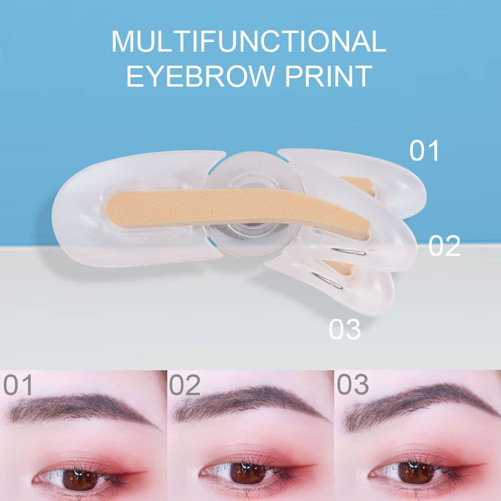 image-Eyebrow Powder Stamp with Brush - Two-Color Eyebrow Makeup Tool