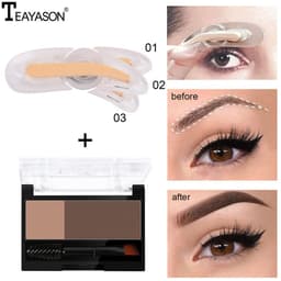 image-Eyebrow Powder Stamp with Brush - Two-Color Eyebrow Makeup Tool