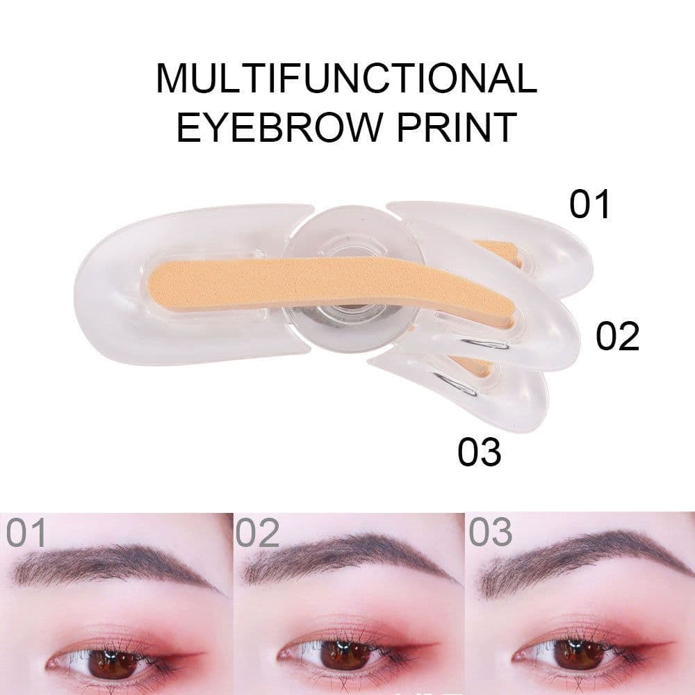 image-Eyebrow Powder Stamp with Brush - Two-Color Eyebrow Makeup Tool
