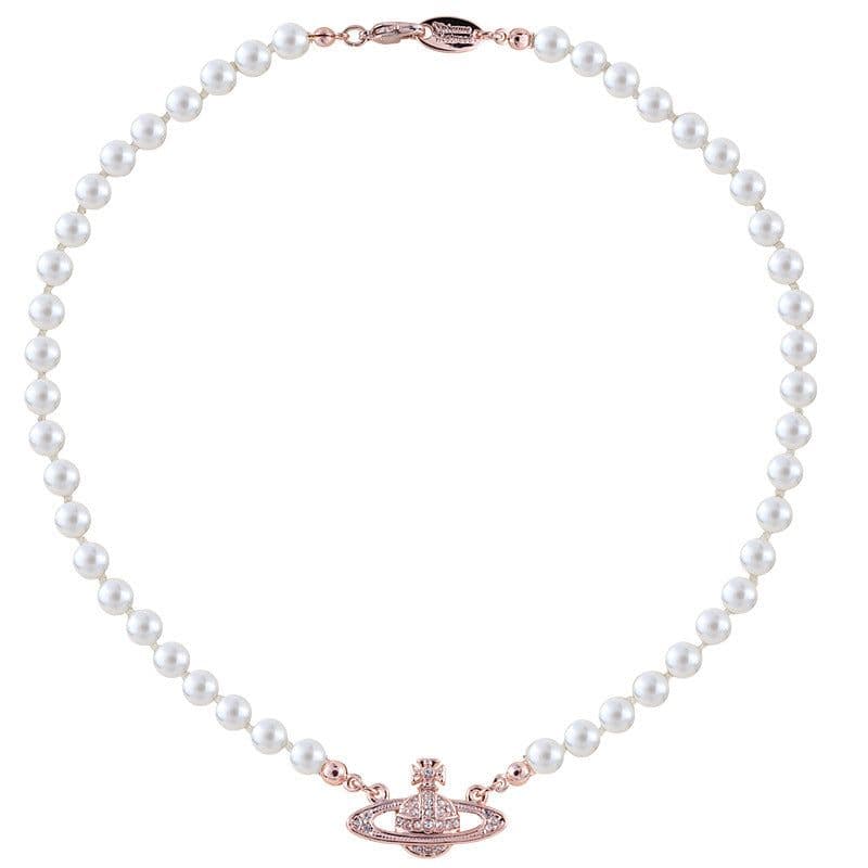image-Saturn Pearl Necklace with LOGO Lobster Clasp