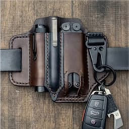 image-Leather Tool Holster Waist Scissors Holder Case Brown