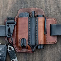 image-Leather Tool Holster Waist Scissors Holder Case Brown