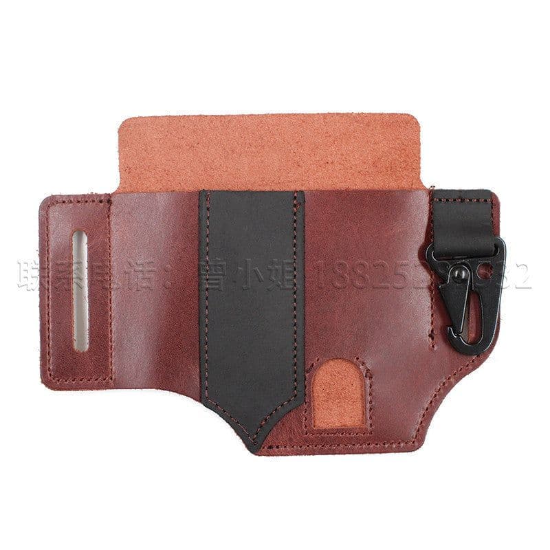 image-Leather Tool Holster Waist Scissors Holder Case Brown