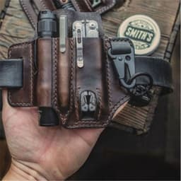 image-Leather Tool Holster Waist Scissors Holder Case Brown