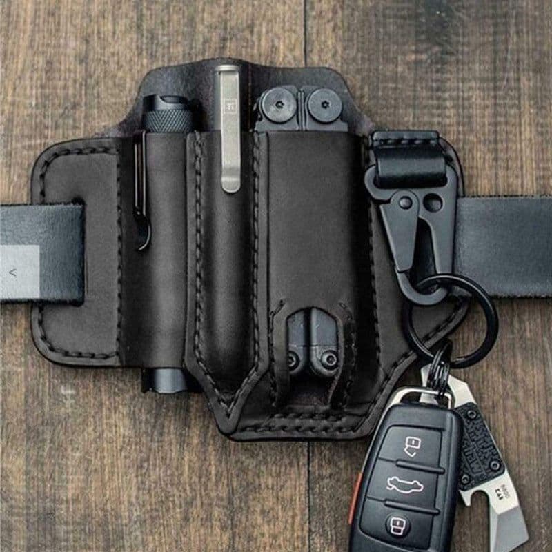 image-Leather Tool Holster Waist Scissors Holder Case Brown