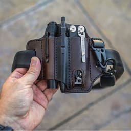 image-Leather Tool Holster Waist Scissors Holder Case Brown