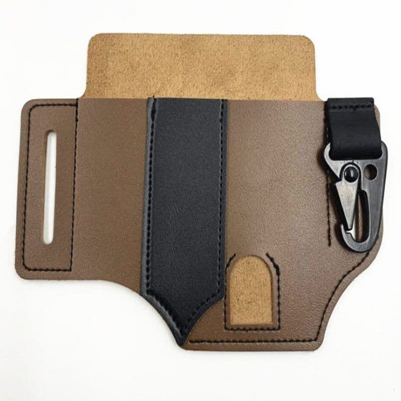 image-Leather Tool Holster Waist Scissors Holder Case Brown