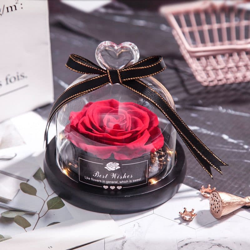 image-Preserved Rose Glass Cover with LED Lamp - Eternal Flower Gift