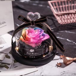 image-Preserved Rose Glass Cover with LED Lamp - Eternal Flower Gift