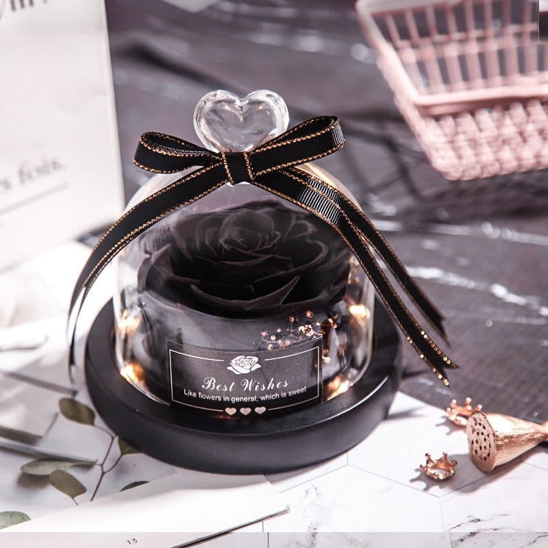image-Preserved Rose Glass Cover with LED Lamp - Eternal Flower Gift