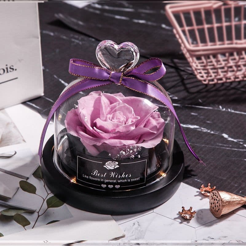image-Preserved Rose Glass Cover with LED Lamp - Eternal Flower Gift
