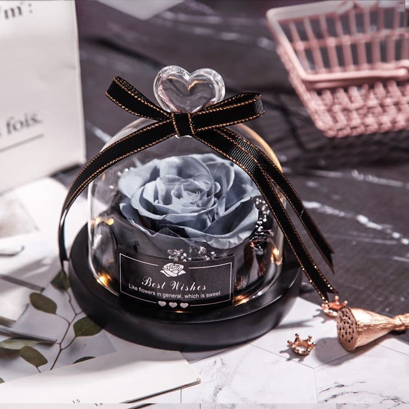 image-Preserved Rose Glass Cover with LED Lamp - Eternal Flower Gift