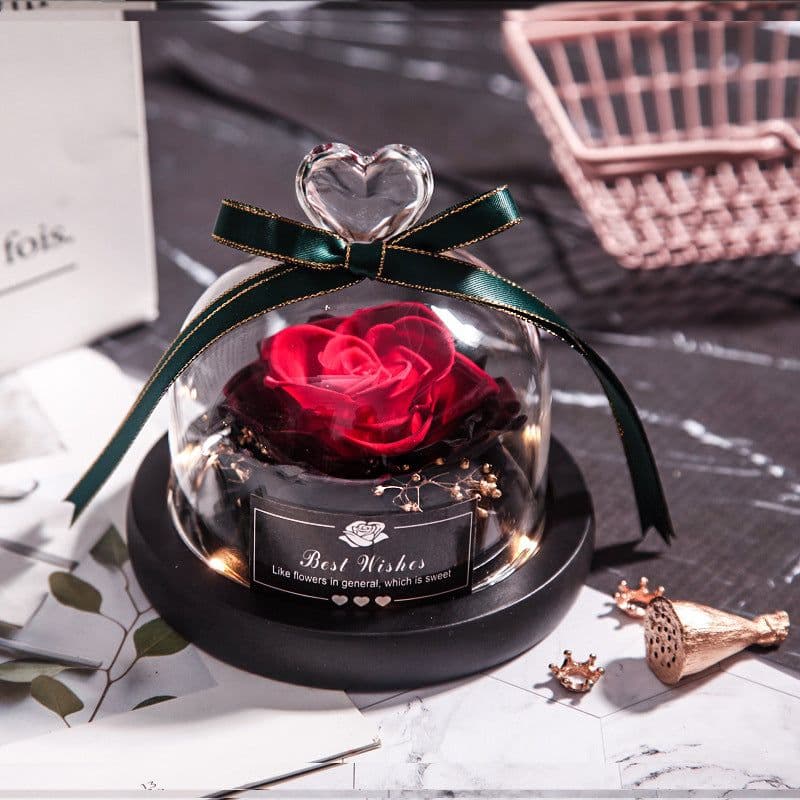 image-Preserved Rose Glass Cover with LED Lamp - Eternal Flower Gift
