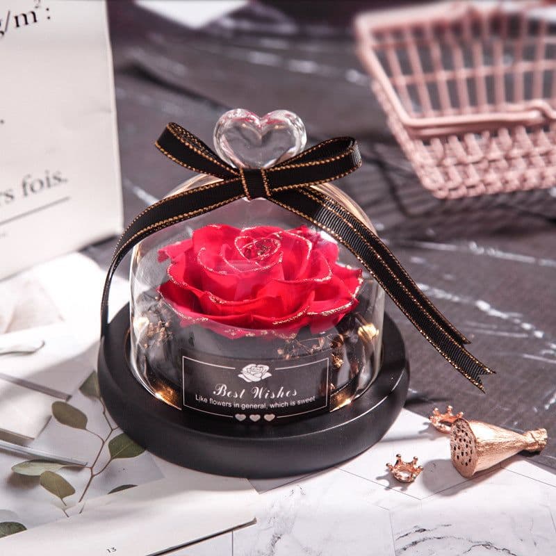 image-Preserved Rose Glass Cover with LED Lamp - Eternal Flower Gift