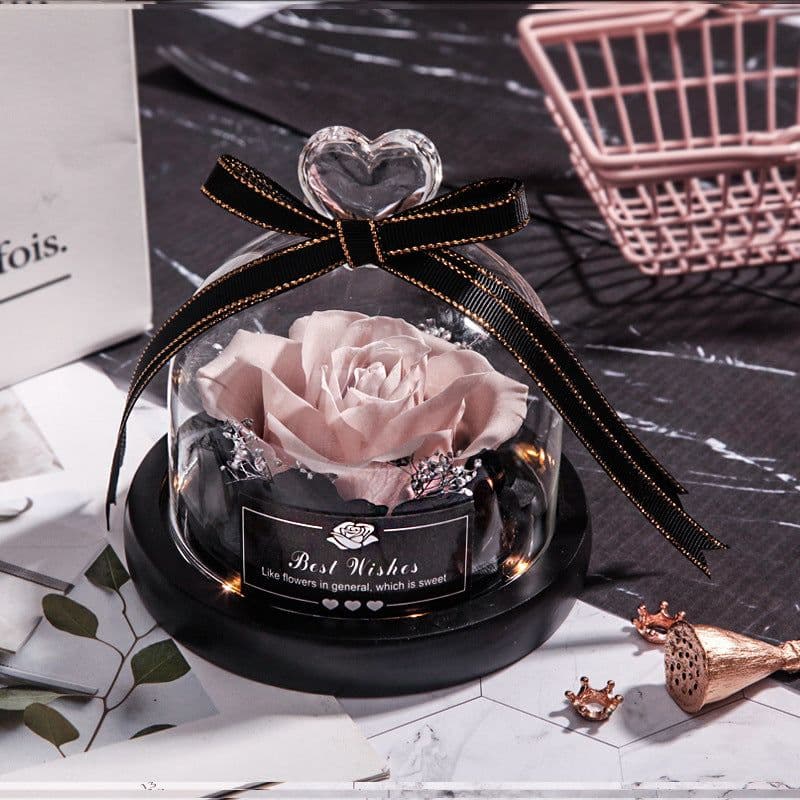 image-Preserved Rose Glass Cover with LED Lamp - Eternal Flower Gift