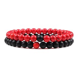 image-Turquoise Beaded Bracelet 6mm Unisex Elastic Rope 19cm
