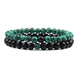 image-Turquoise Beaded Bracelet 6mm Unisex Elastic Rope 19cm
