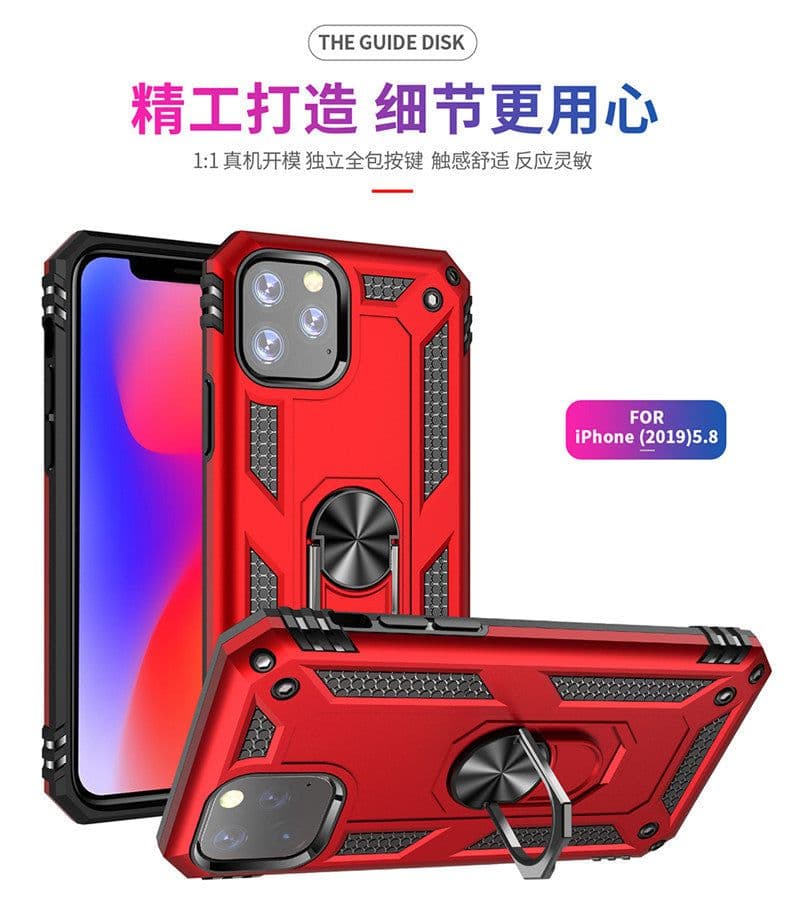 image-iPhone 12 Ring Holder Case with Kickstand TPU PC Anti-Drop Cover