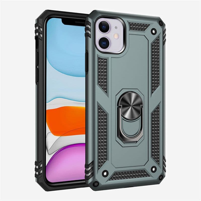 image-iPhone 12 Ring Holder Case with Kickstand TPU PC Anti-Drop Cover