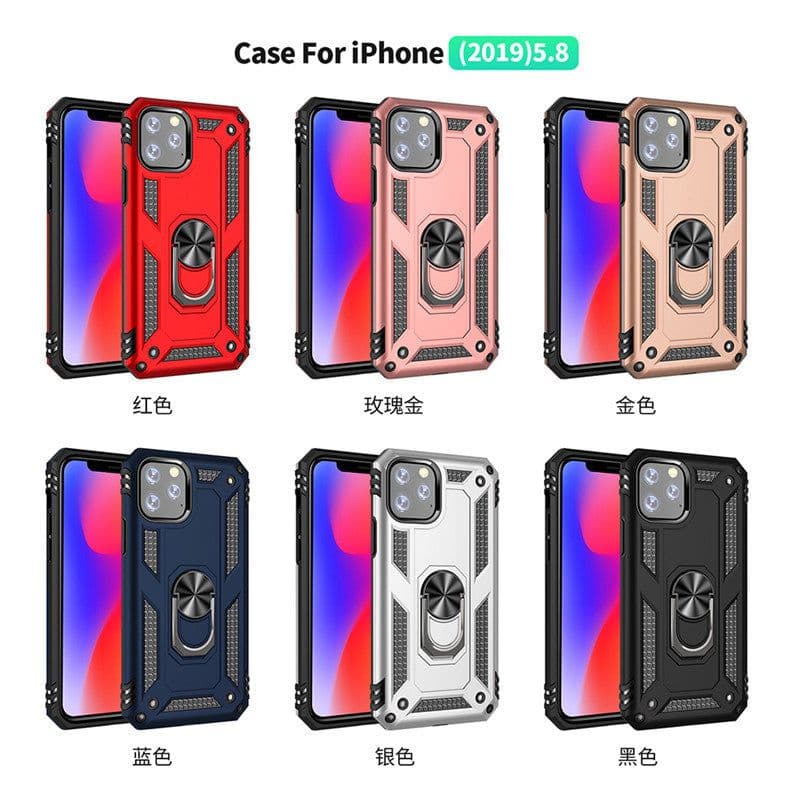 image-iPhone 12 Ring Holder Case with Kickstand TPU PC Anti-Drop Cover