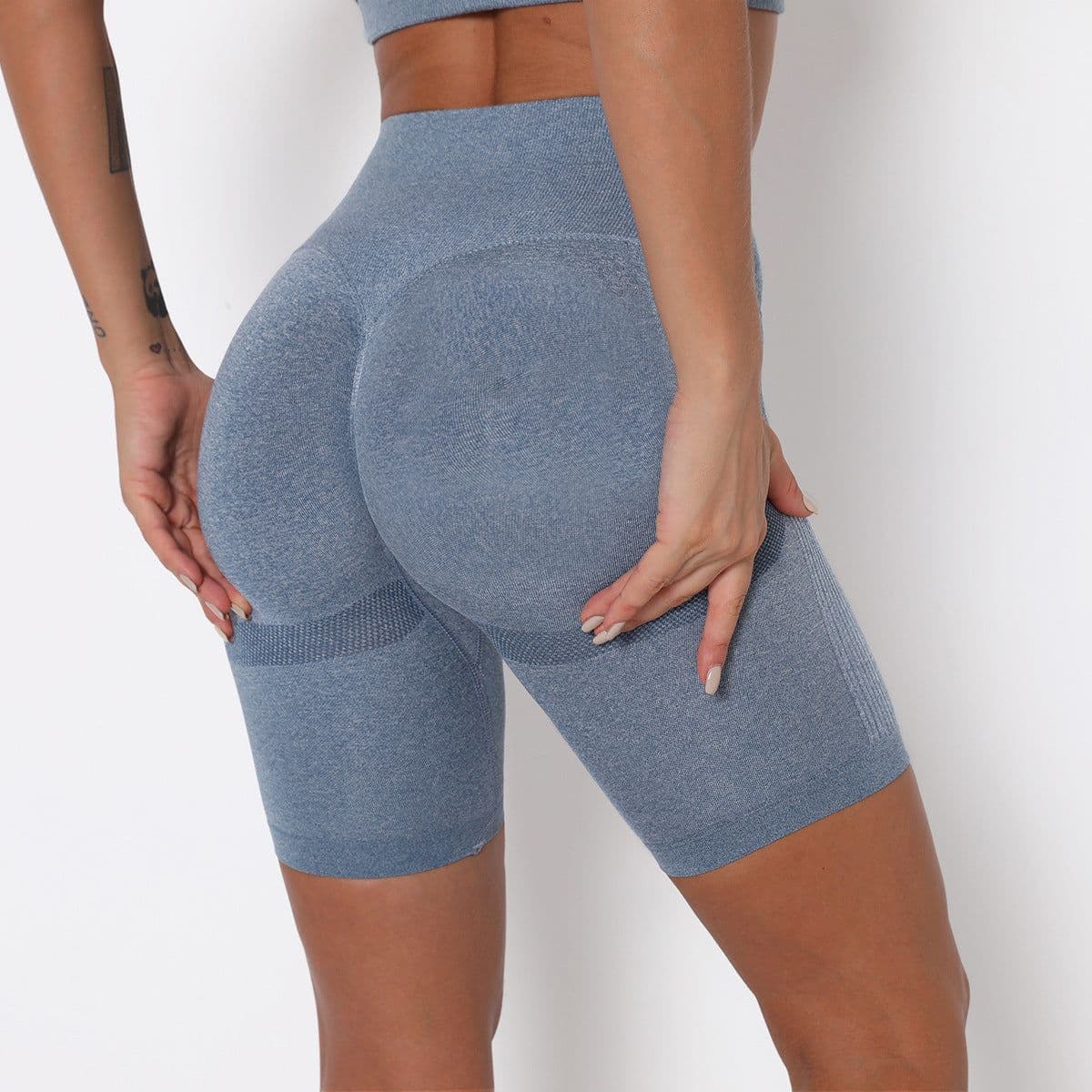 image-Women's High Waist Seamless Knit Yoga Shorts Fitness Quick-Dry