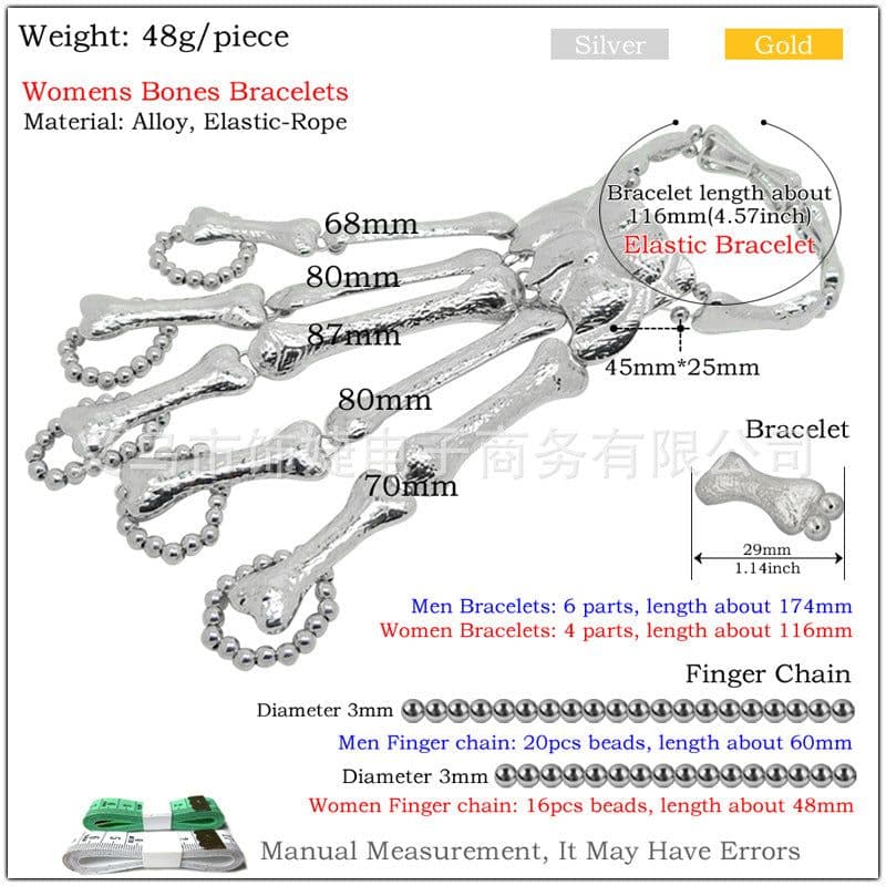 image-SHIJIE Skull Skeleton Ghost Claw Linking Finger Bracelet