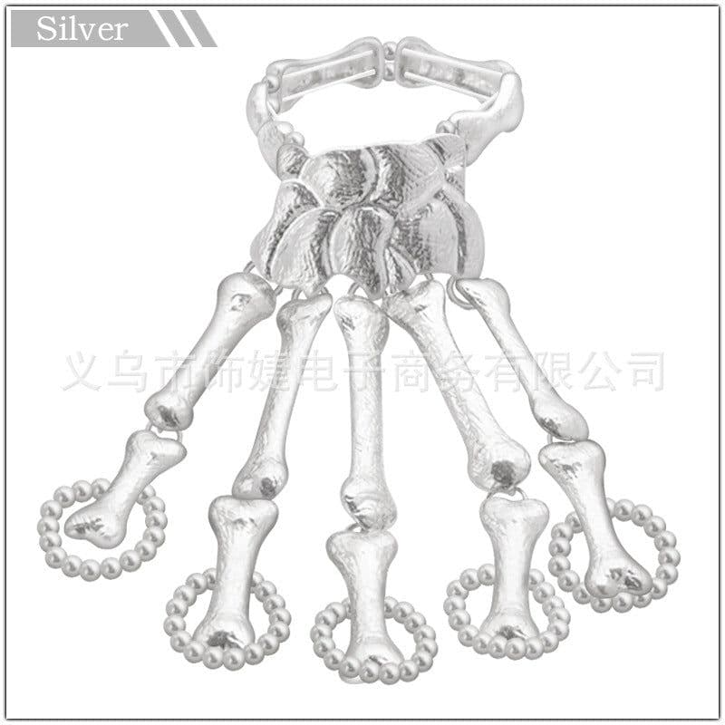 image-SHIJIE Skull Skeleton Ghost Claw Linking Finger Bracelet