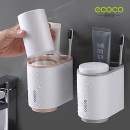 image-ecoco Magnetic Toothbrush Holder Set with Mouthwash Cups Gray