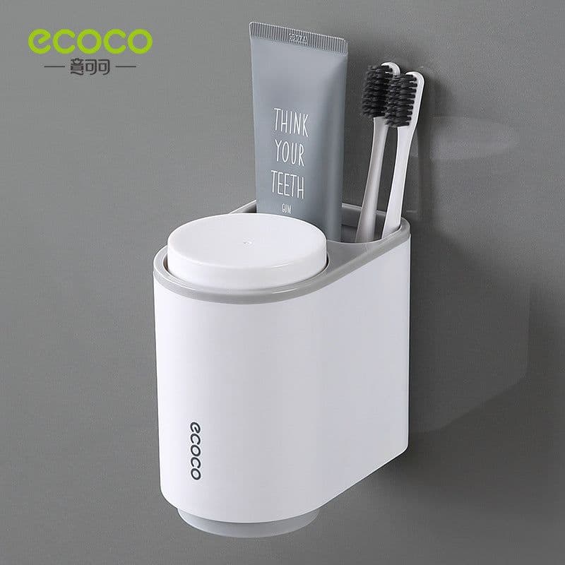 image-ecoco Magnetic Toothbrush Holder Set with Mouthwash Cups Gray