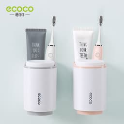 image-ecoco Magnetic Toothbrush Holder Set with Mouthwash Cups Gray