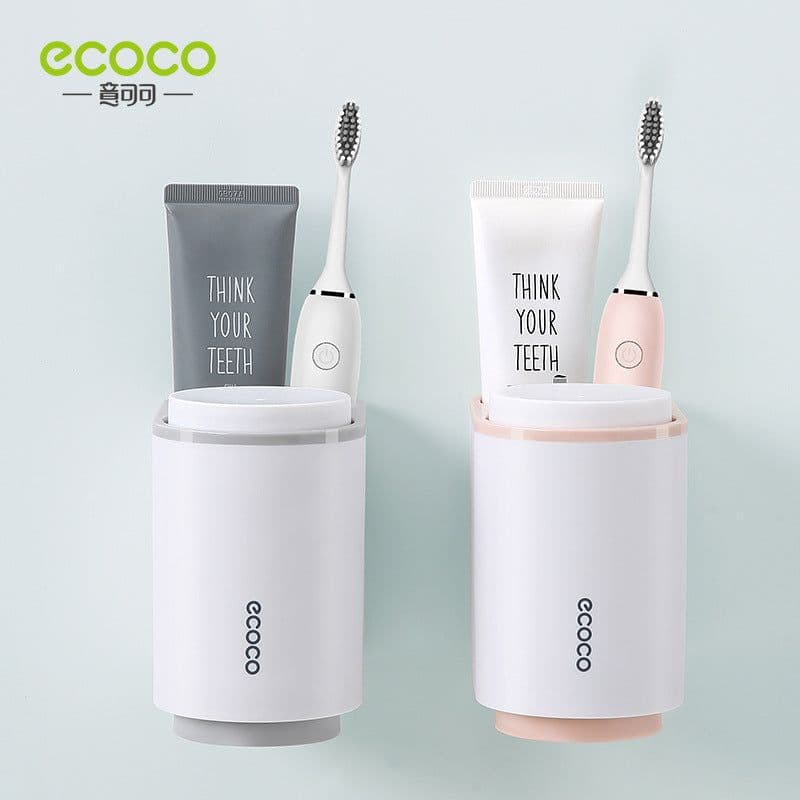 image-ecoco Magnetic Toothbrush Holder Set with Mouthwash Cups Gray