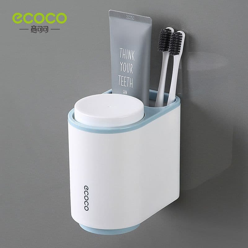 image-ecoco Magnetic Toothbrush Holder Set with Mouthwash Cups Gray