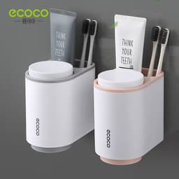 image-ecoco Magnetic Toothbrush Holder Set with Mouthwash Cups Gray