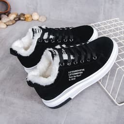 image-Women's Low-Cut Cotton Shoes Winter Warm Flat Heel Boots