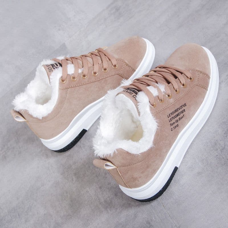 image-Women's Low-Cut Cotton Shoes Winter Warm Flat Heel Boots