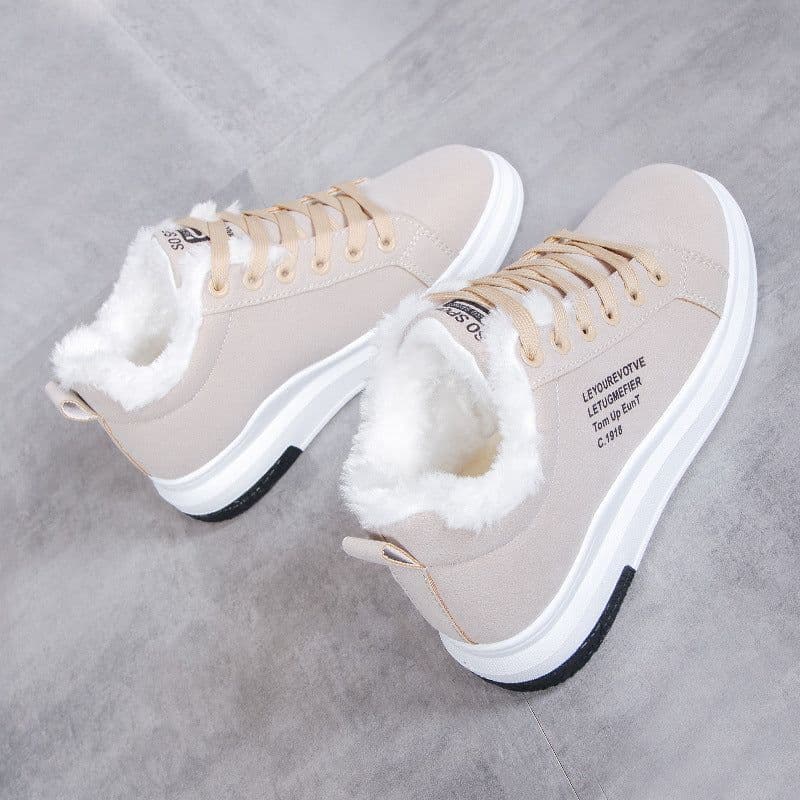 image-Women's Low-Cut Cotton Shoes Winter Warm Flat Heel Boots