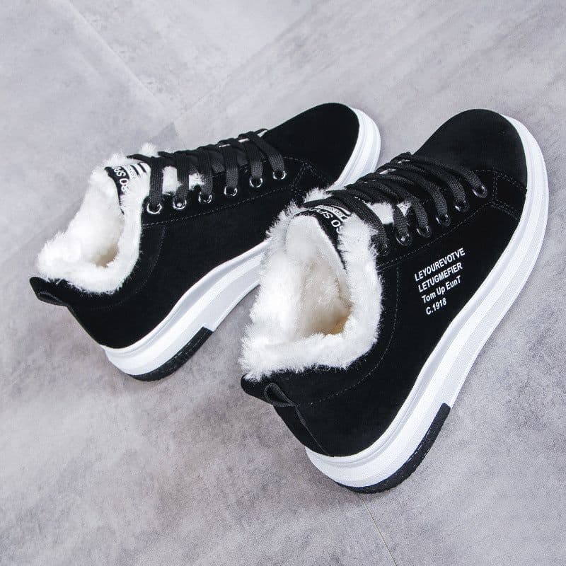 image-Women's Low-Cut Cotton Shoes Winter Warm Flat Heel Boots