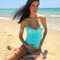 image-Women's Solid Color One-Piece Swimsuit with Chest Pad Style 7618