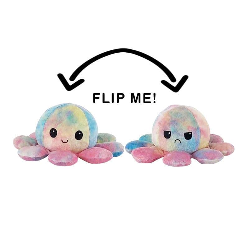 image-Reversible Octopus Plush Toy Double-Sided Expression Doll 10x20cm