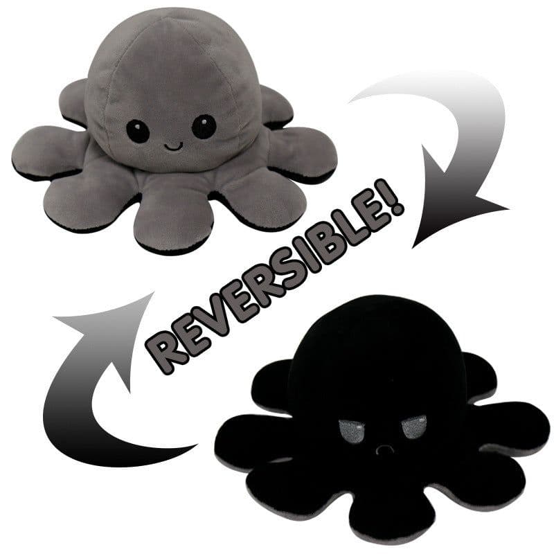 image-Reversible Octopus Plush Toy Double-Sided Expression Doll 10x20cm