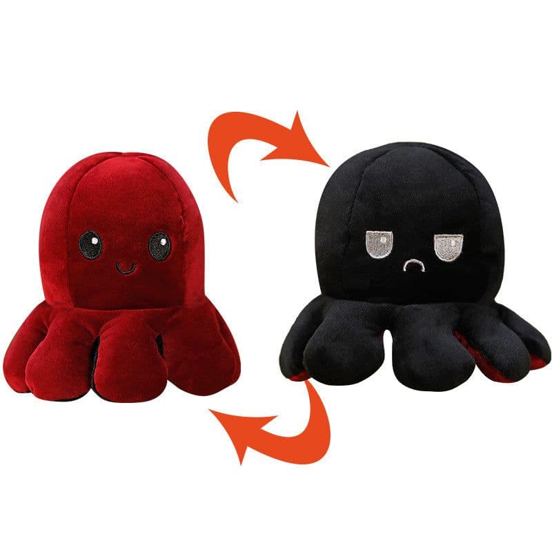 image-Reversible Octopus Plush Toy Double-Sided Expression Doll 10x20cm