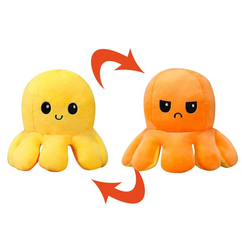 image-Reversible Octopus Plush Toy Double-Sided Expression Doll 10x20cm